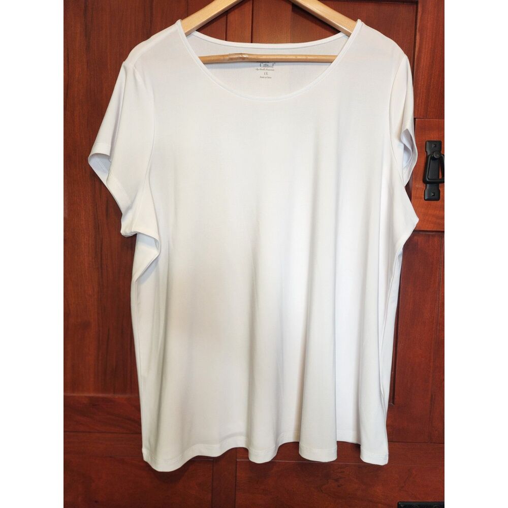 Women with Control by Renee Greenstein White Blouse Short Sleeved Size 1x